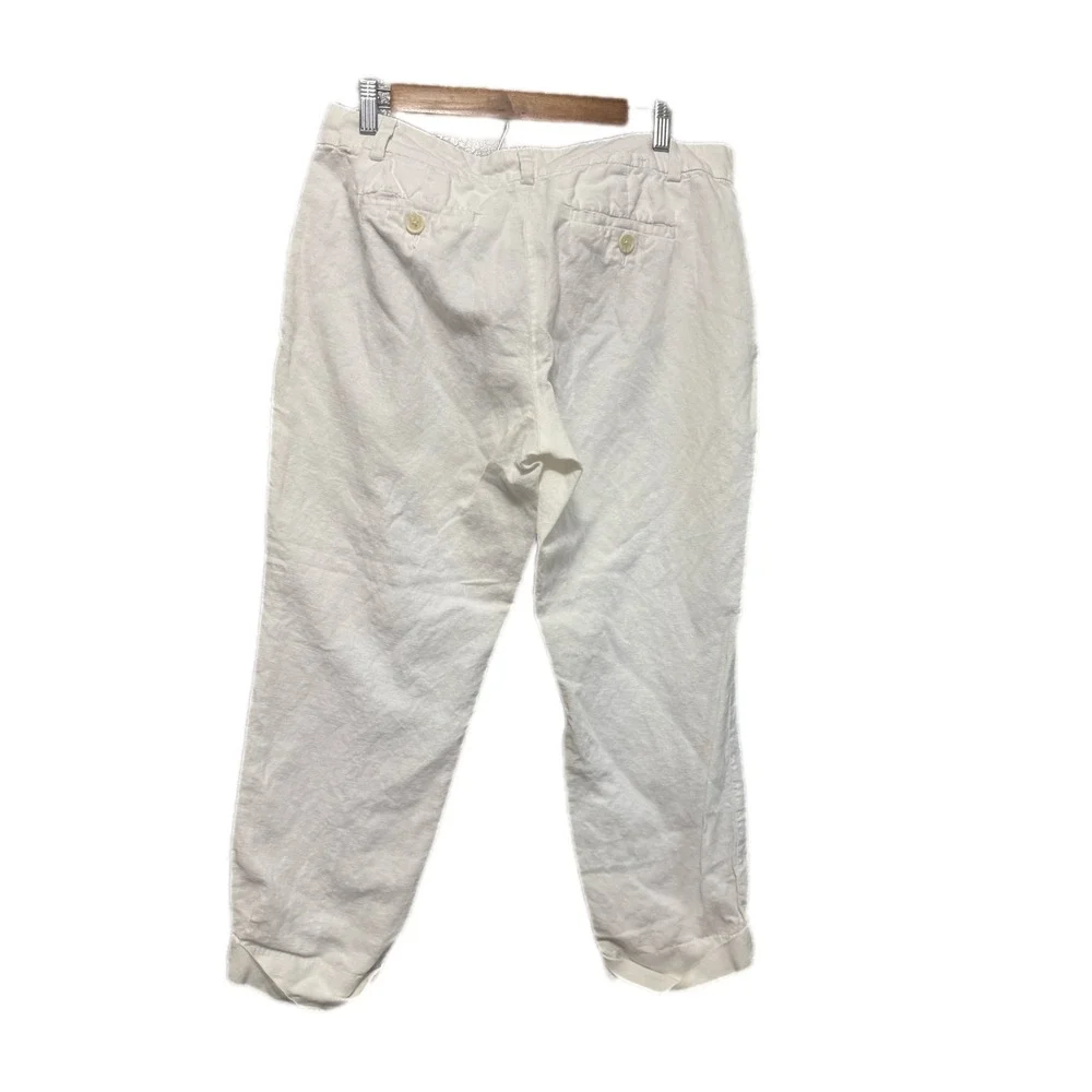 Banana Republic Linen Blend Pants Womens‎ 8 White Excellent Tapered Crop